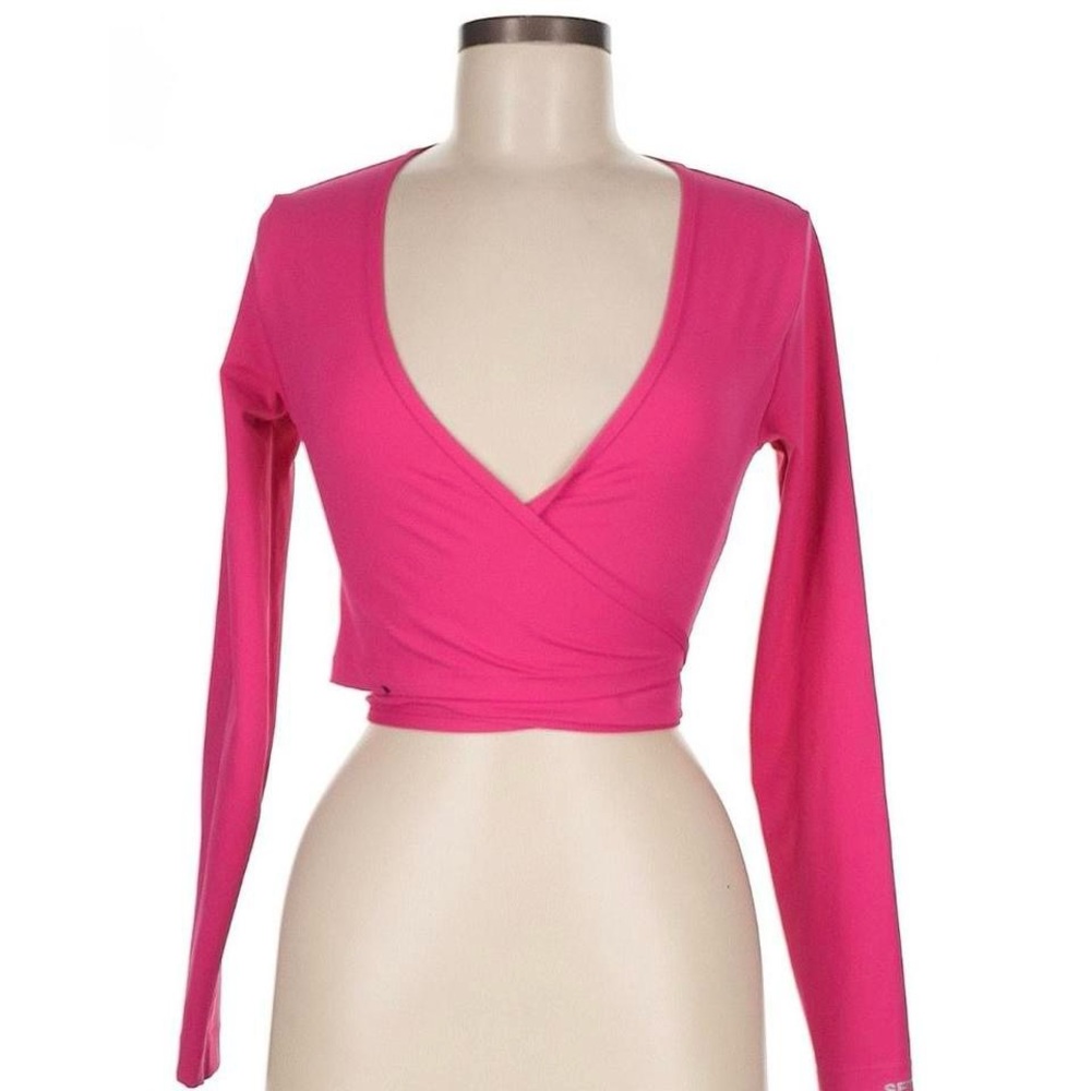 Set Active Women's Pink (Razzle) Ballet Pilates Wrap Top Medium